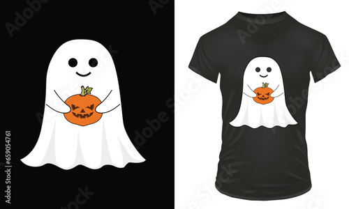 Ghost pumpkin t shirt design, cute ghost, pumpkin design