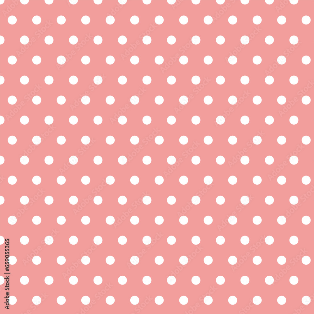 simple abstract white color polka dot pattern on seasheel peach color background