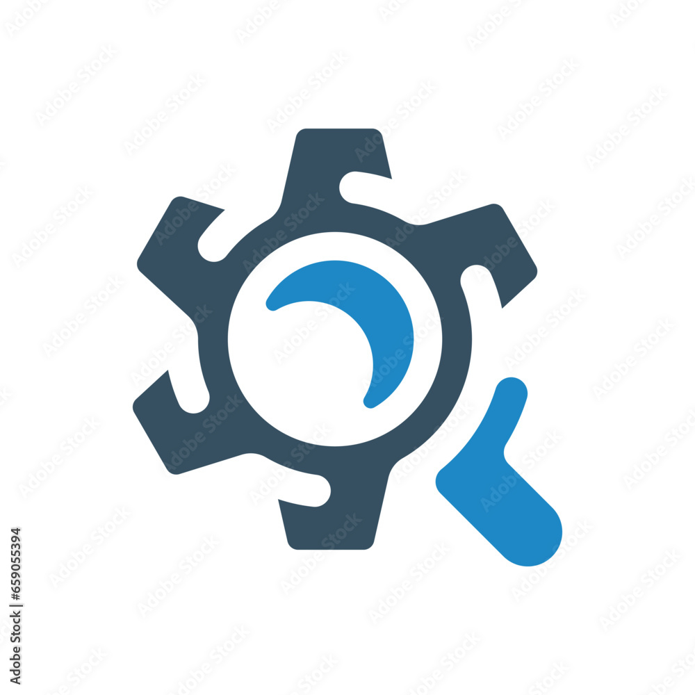 gear search icon vector illustration gear search icon vector illustration
