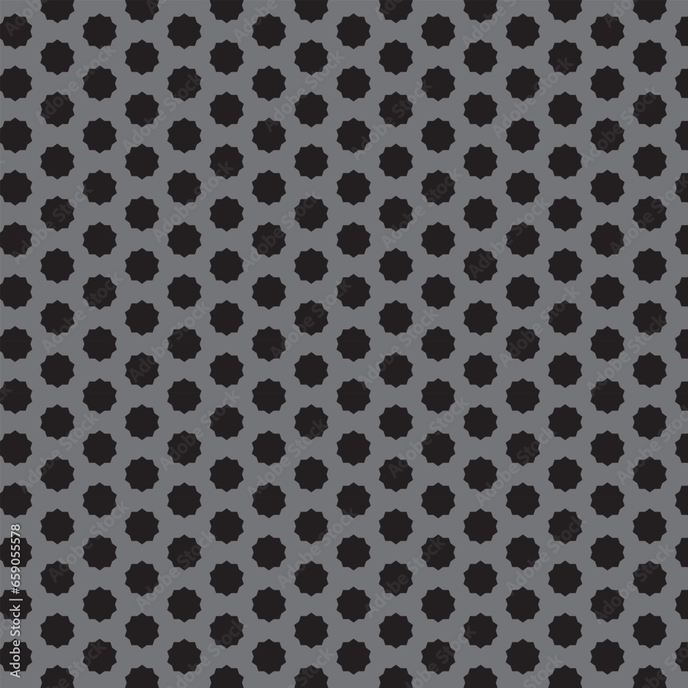 simple abstract black color star flower pattern on grey color background