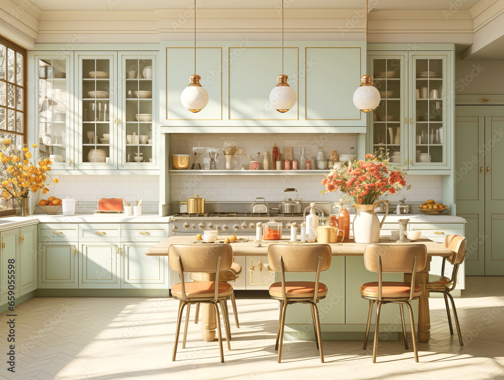 Kitchen interior in classic style. Generative AI