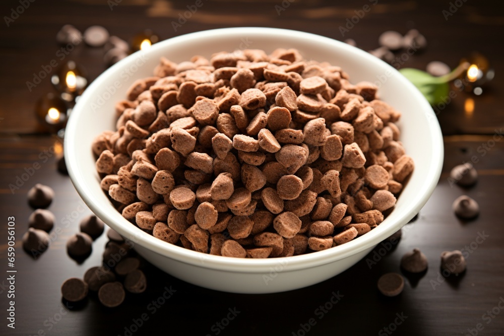 Morning delight A bowl of chocolate cereals, ready to start your day