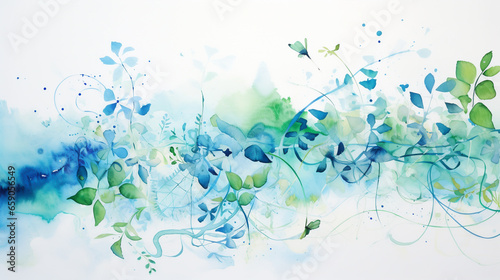 WATERCOLOR ABSTRACT BACKGROUND WITH FLOWERS  HORIZONTAL IMAGE. image created by legal AI