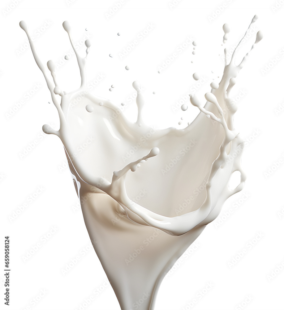 White milk splash isolated on transparency background, nutrition liquid fluid element flowing wave explode, yogurt swirl with splatters and drops Ai generated White milk splash isolated on transparency background, nutrition liquid fluid element flowing wave explode, yogurt swirl with splatters and drops Ai generated