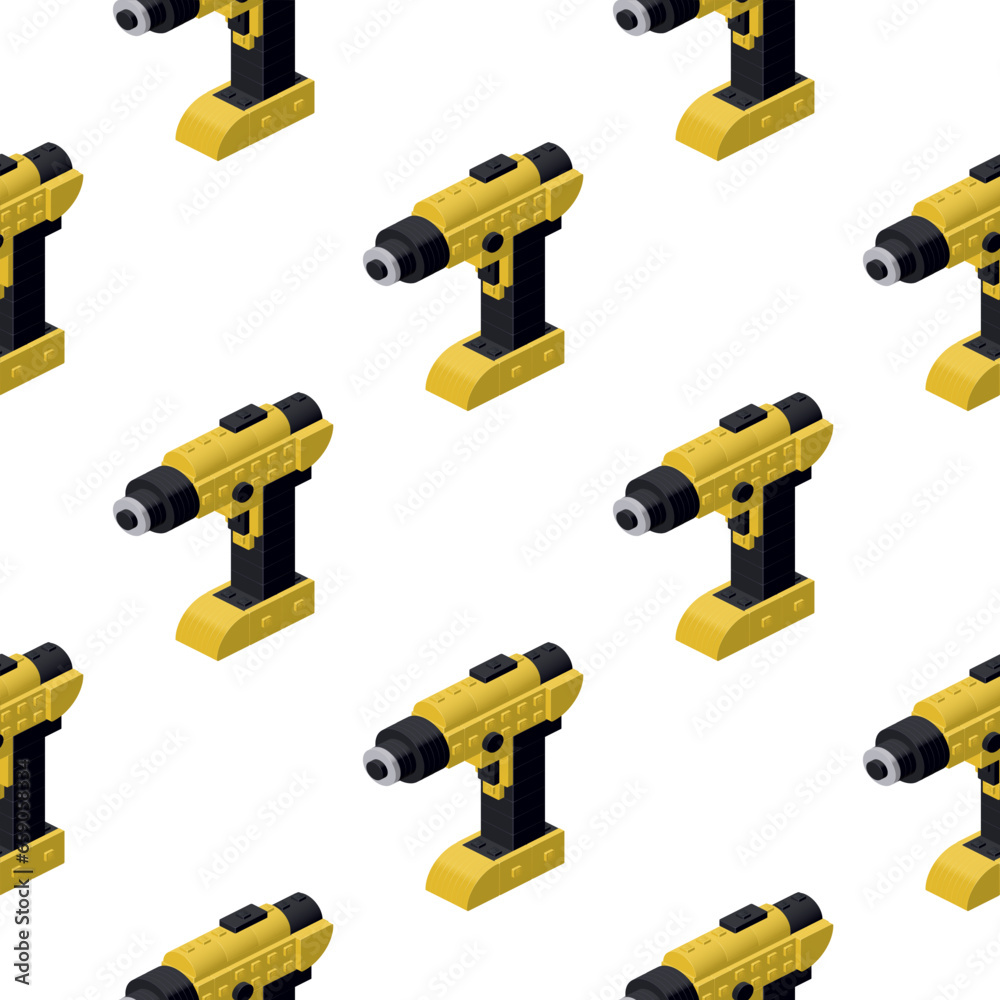 Pattern of screwdrivers in isometry on a white background. Vector Pattern of screwdrivers in isometry on a white background. Vector