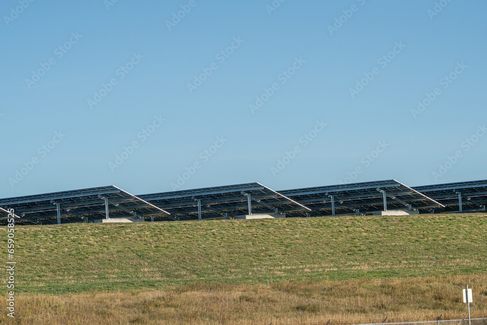 solar panels in a solar farm to generate clean energy