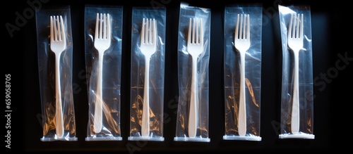 Plastic utensils that are wrapped and can be thrown away