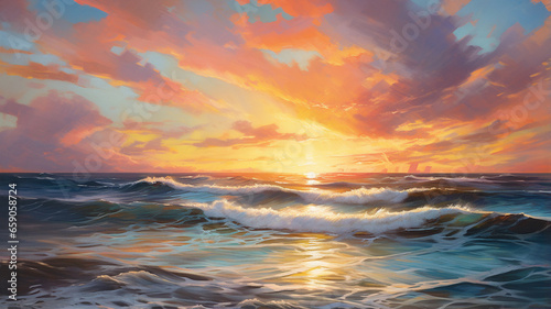 beautiful sunset over the sea © Hayk