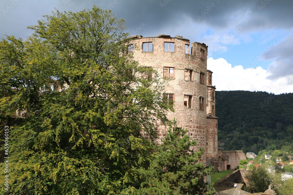 Landmark and beautiful Heidelberg town with Neckar river, Germany. Heidelberg town with the famous Karl Theodor old bridge and Heidelberg castle, Heidelberg, Germany.

