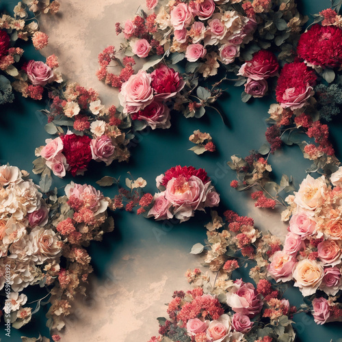 Wallpaper Mural Vintage Wedding Flowers Seamless Pattern Colorful Digital Background Floral Design - ai generated Torontodigital.ca