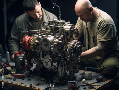 Mechanics Repairing Engine
