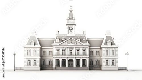 Town hall isolated on white created with Generative AI photo