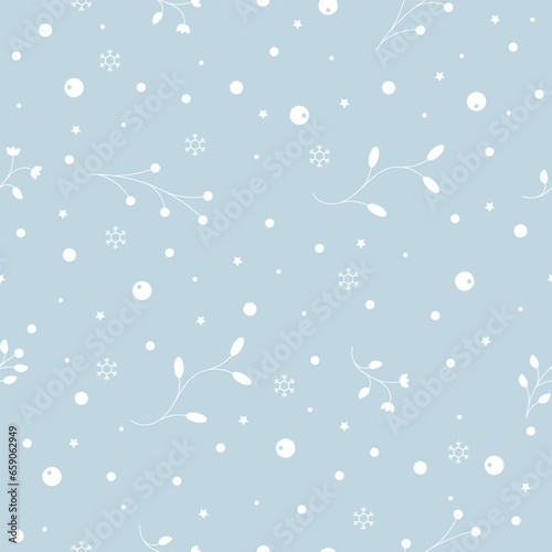 Seamless pattern with berry and spruce. Winter vector illustration. For print  textile  wallpaper  poster  card