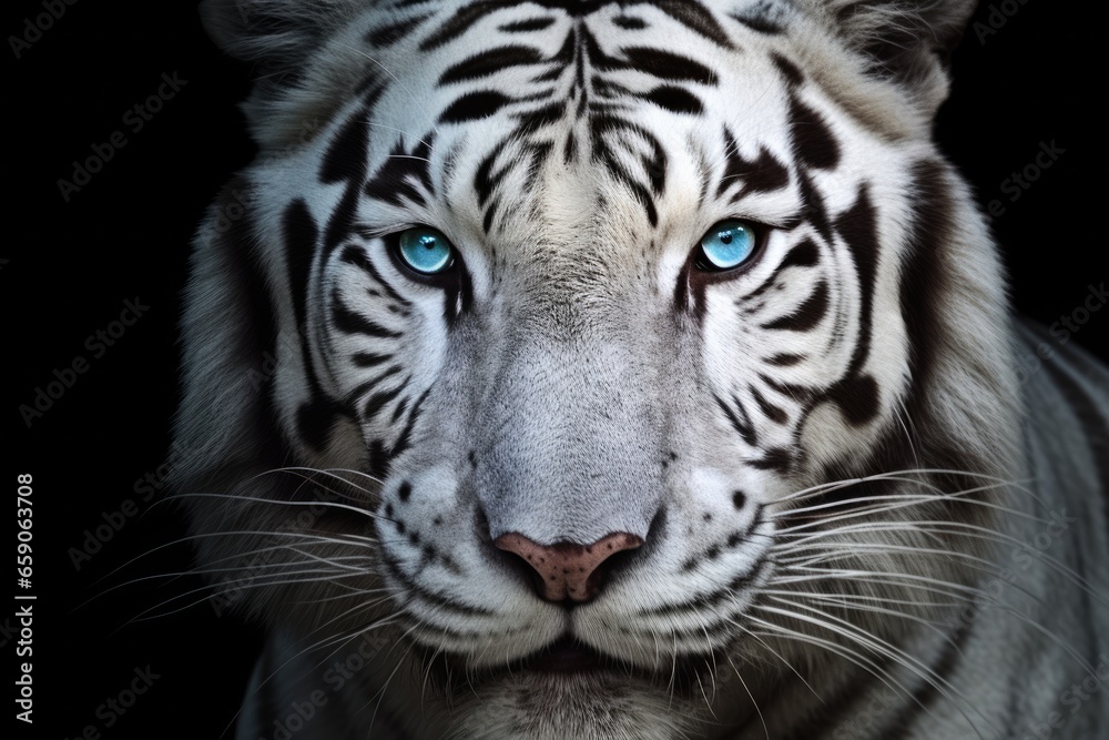 Naklejka premium Close up view of white tiger's face