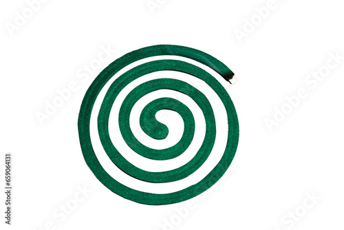 Fotografie Spiral green Mosquito coils on png background, Mosquito repellent smoke