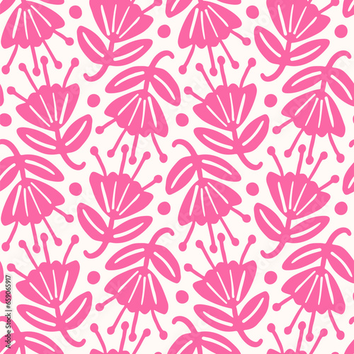 Monochrome seamless pattern with flowers. Vector illustration
