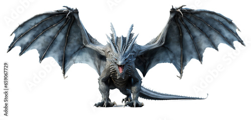 The figure of a dragon on a light, transparent background. PNG file. Gerative AI © michalsen