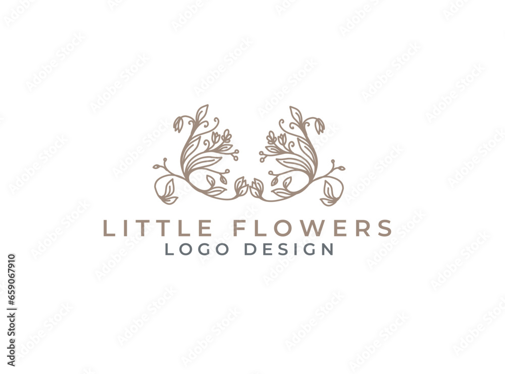 Hand drawn floral frames with flowers, branch and leaves. Elegant logo template. Vector illustration for labels, branding business identity, wedding invitation Hand drawn floral frames with flowers, branch and leaves. Elegant logo template. Vector illustration for labels, branding business identity, wedding invitation