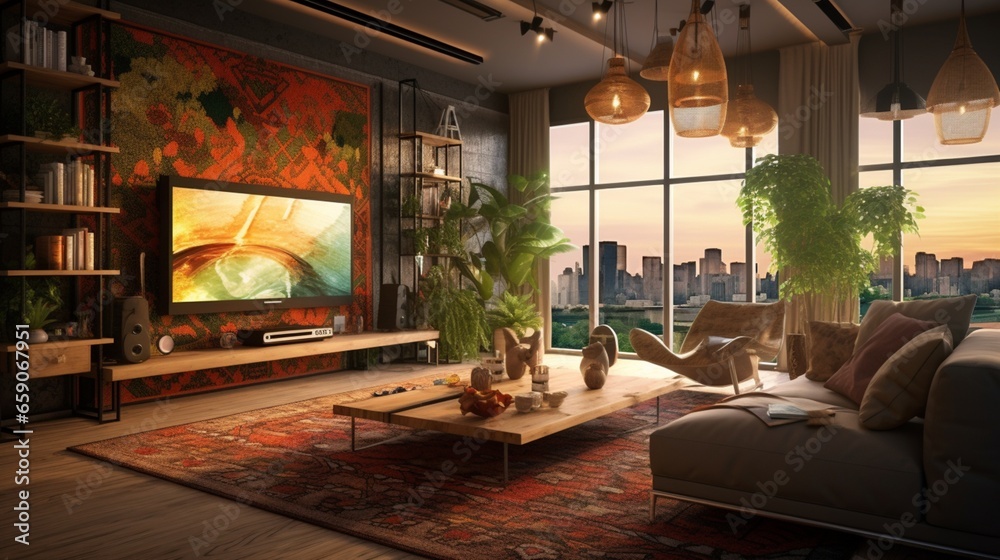Living Room Interior Idea.Generative AI Living Room Interior Idea.Generative AI