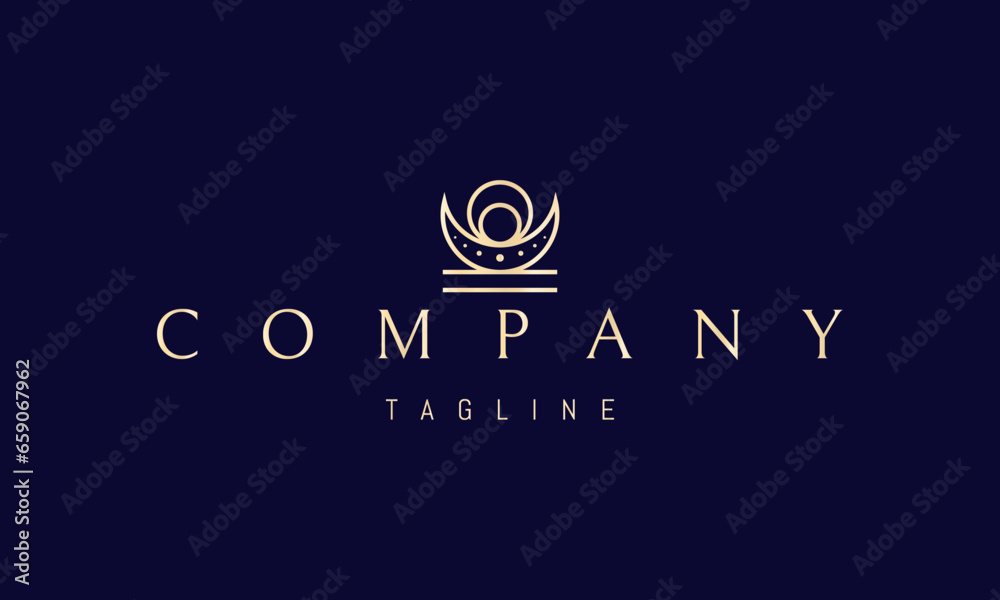 Φωτογραφία Vector golden logo with an abstract image of the alchemical symbol of the moon and sun