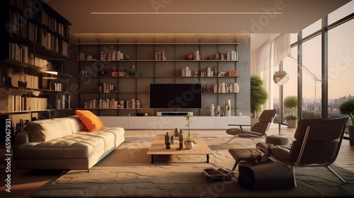 Living Room Interior Idea.Generative AI © sudipdesign