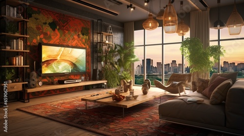 Living Room Interior Idea.Generative AI