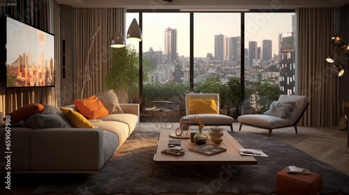 Living Room Interior Idea.Generative AI