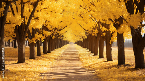 Golden Sycamores Trees in Autumn Scenic Beauty Nature Natural Environment Travel Yellow Leaves Leaf