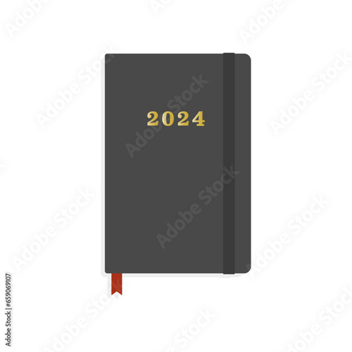 黒い2024年の手帳･日記 - シンプルな年賀状･新年･計画のイメージ素材
