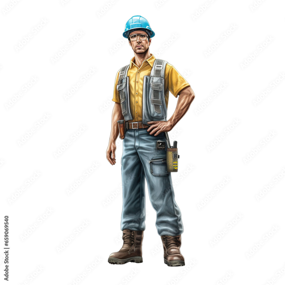 Engineering man isolated on transparent background, Generative ai. Engineering man isolated on transparent background, Generative ai.