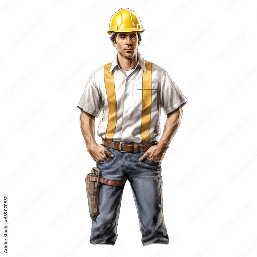 Engineering man isolated on transparent background, Generative ai. Engineering man isolated on transparent background, Generative ai.