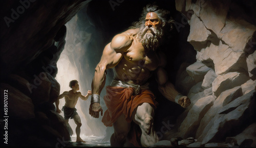 Odysseus enters the cave