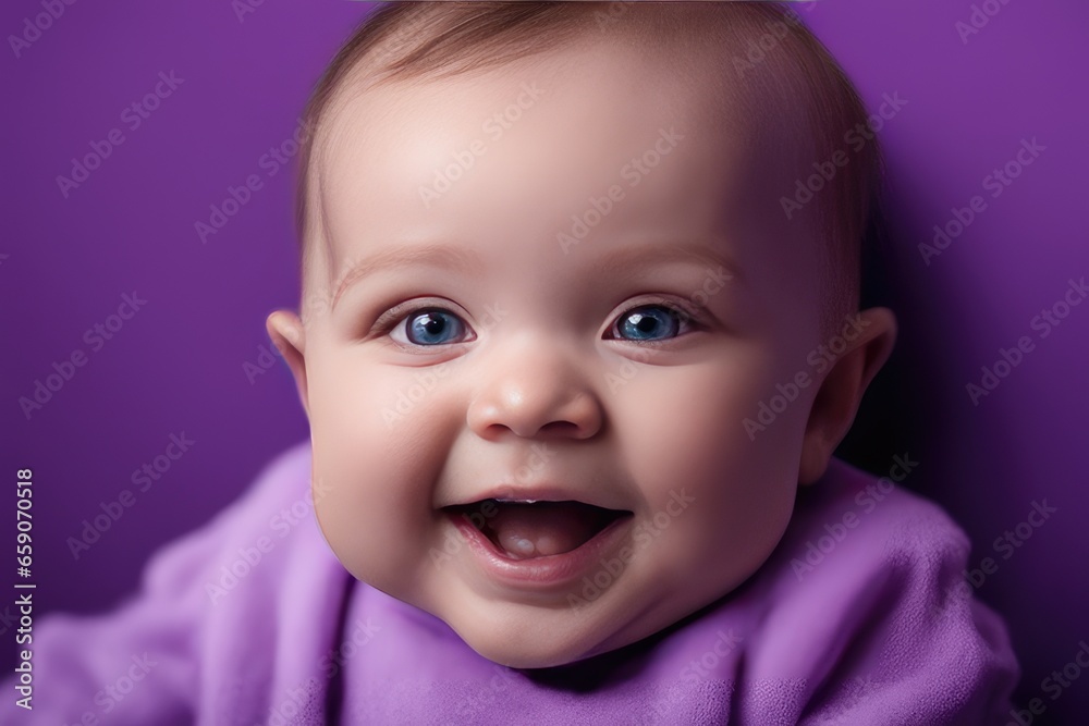 portrait of a baby child on purple background portrait of a baby child on purple background