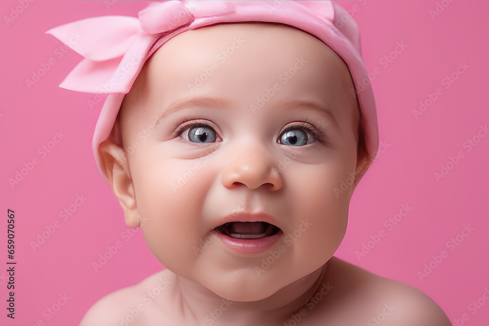 portrait of a baby child on pink background portrait of a baby child on pink background