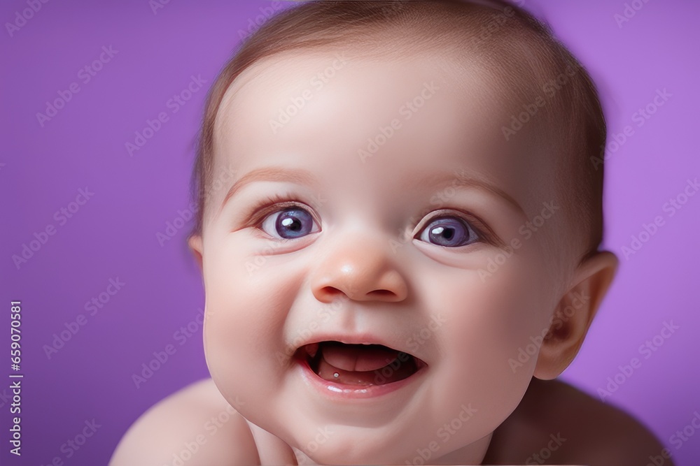 portrait of a baby child on purple background portrait of a baby child on purple background