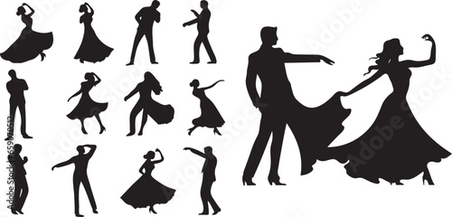 Silhouettes of a dancing couple. Romantic and Celebration Designs