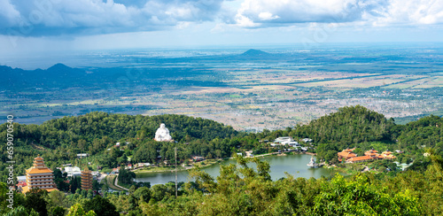 Scenery of Buddhist temple complex in Cam mountain (Thien Cam Son) view from above © VietDung