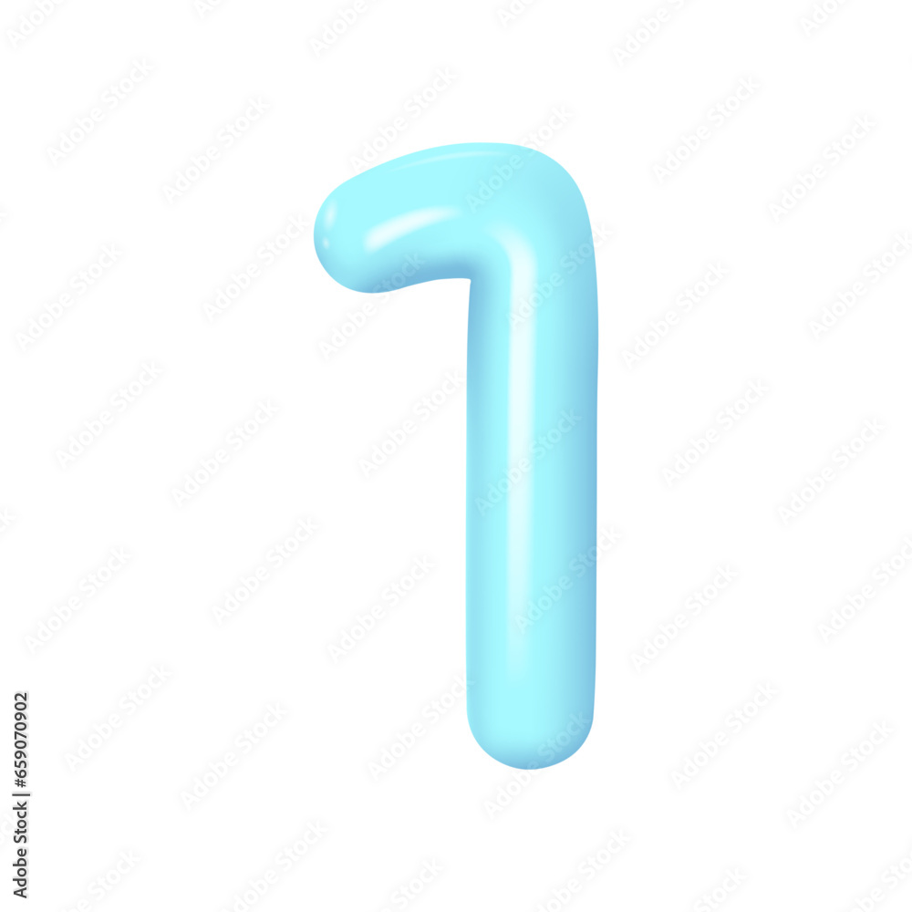 Blue number 1. Plastic volumetric number 1 with highlights. Realistic volume rendering figure. Vector Blue number 1. Plastic volumetric number 1 with highlights. Realistic volume rendering figure. Vector