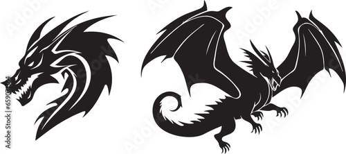 Dragon tattoo design vector for Fantasy Art and Design