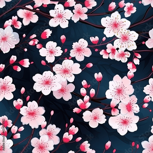 Wallpaper Mural Watercolor Cherry Blossom Pattern , Sakura Flowers , Floral Seamless Patterns, Ornamental Clipart Backgrounds Torontodigital.ca