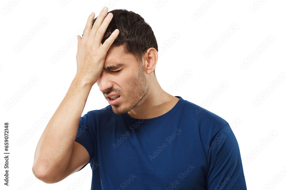 Young man doing facepalm gesture with hand Young man doing facepalm gesture with hand