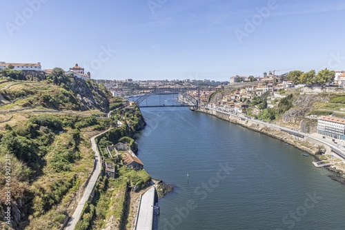 Panoramic view over Douro river near Porto during daytime