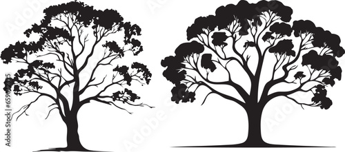 Tree silhouette vector icon set