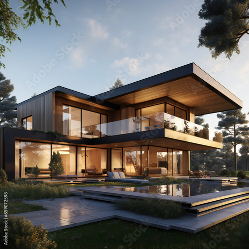 3d rendering of a modern house