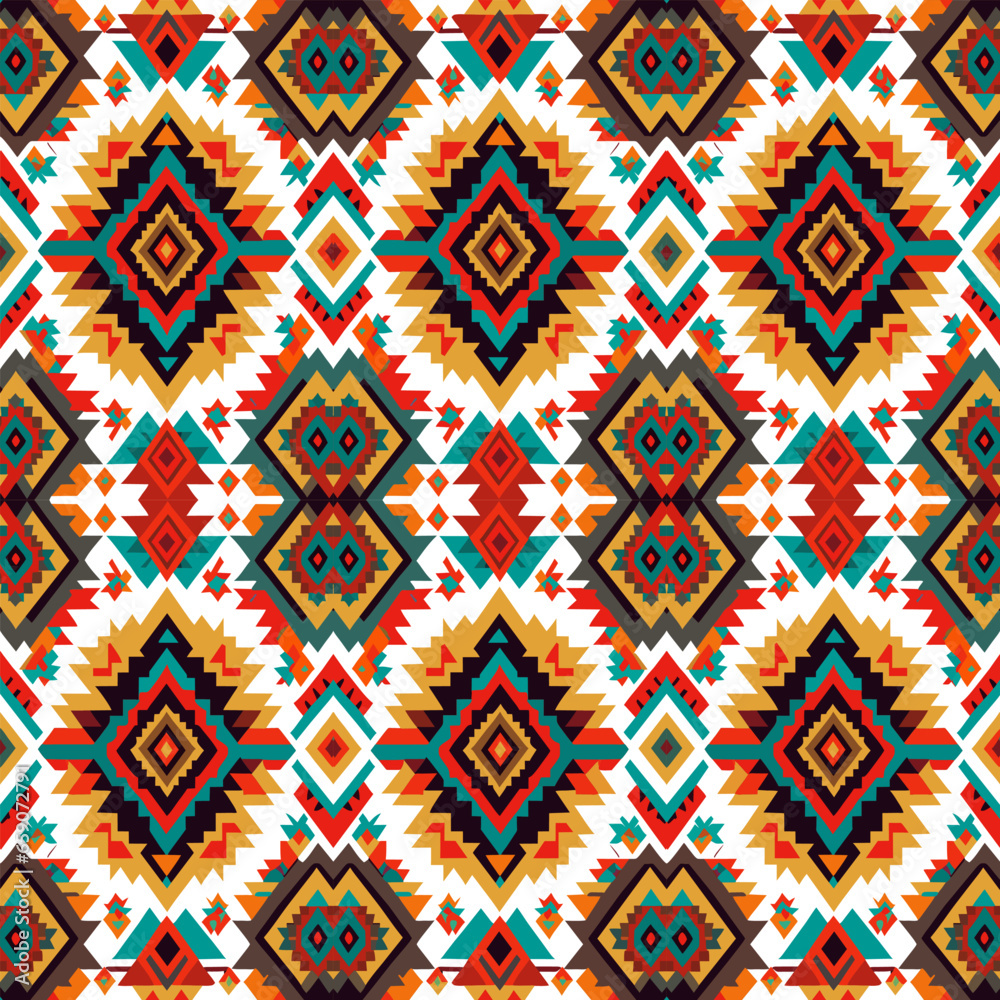 Ethnic abstract ikat pattern. Seamless pattern in tribal, folk embroidery, Mexican style. Aztec geometric art ornament print.Design for carpet, wallpaper, clothing, wrapping, fabric, cover, textile