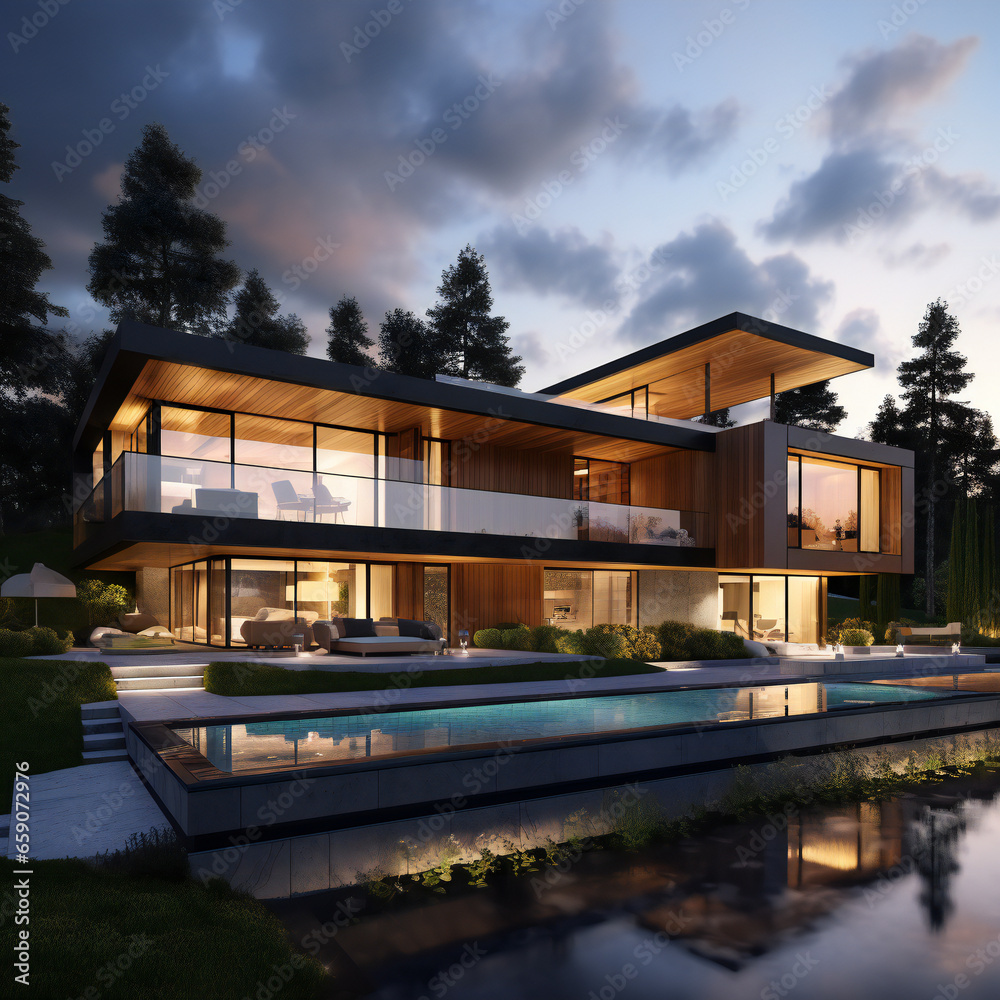 3d rendering of a modern house
