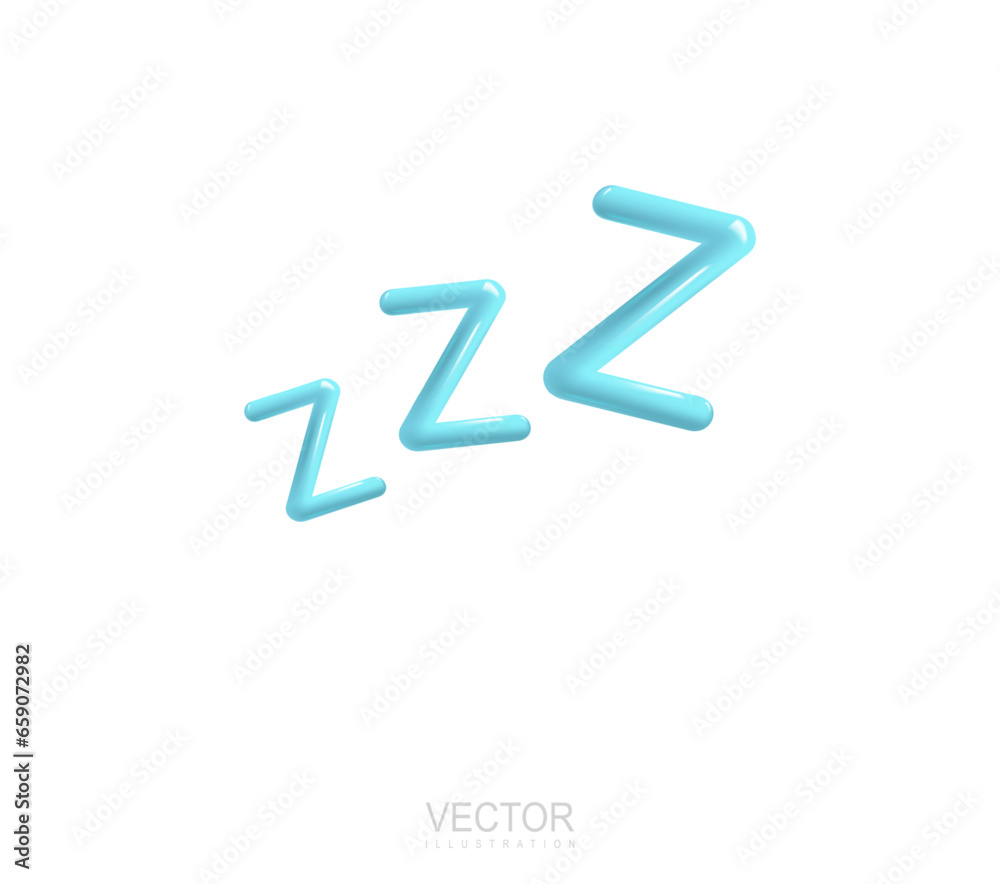 ZZZ sign emoji icon illustration. Vector symbol sleep. Realistic 3d design cartoon style ZZZ sign emoji icon illustration. Vector symbol sleep. Realistic 3d design cartoon style