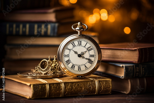 vintage gold pocket watch longines isolated on white background. generative ai.