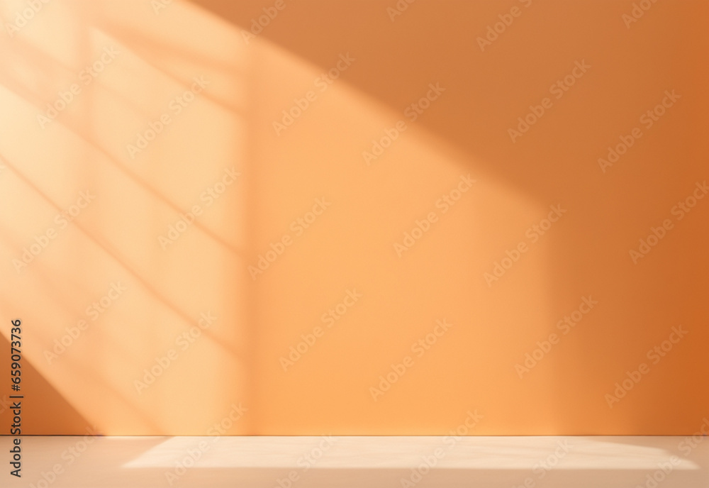 abstract light orange background for product presentation. Mockup interior, an empty room with daylight abstract light orange background for product presentation. Mockup interior, an empty room with daylight