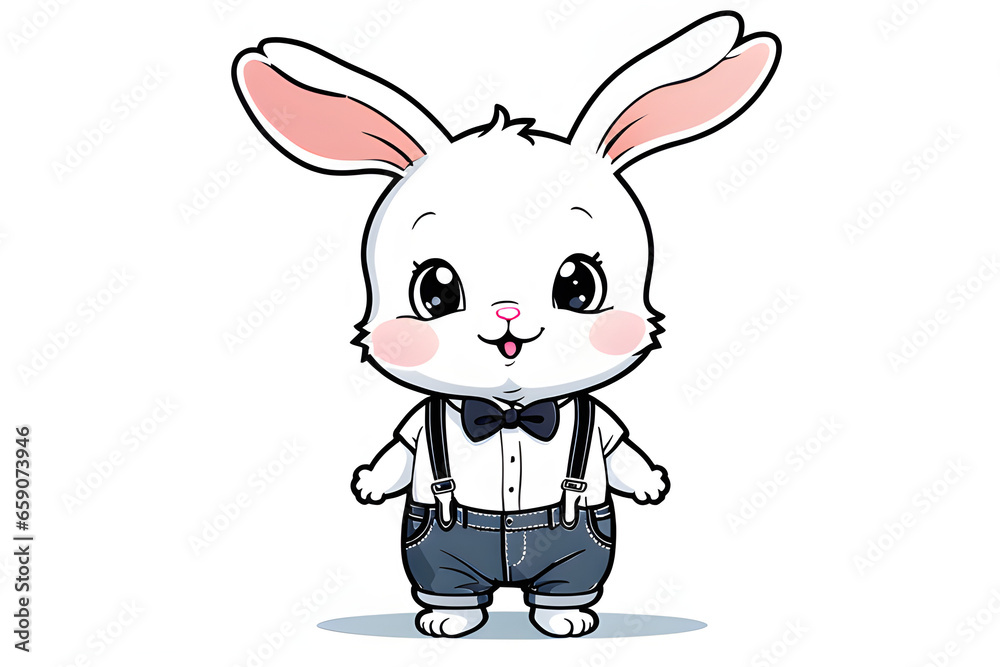 a baby rabbit in suspenders. Generative AI a baby rabbit in suspenders. Generative AI
